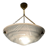 Art Deco washbasin in pressed glass Parakeet décor