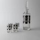 Vintage Art Deco Karl Palda Liqueur Set – Transparent Crystal Glass with Silver Details, 1 Decanter + 4 Glasses