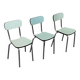 Lot de 3 chaises en formica chrome et vert clair