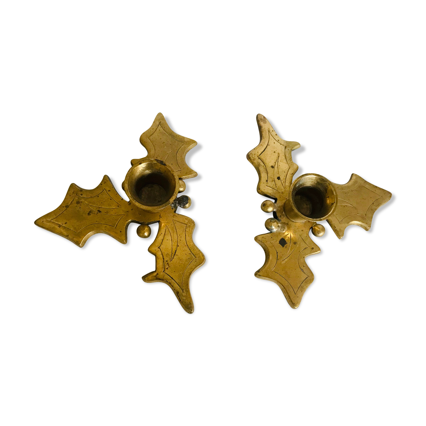 Pair of brass candle holders