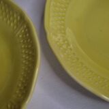 Ensemble de six assiettes creuses jaune grains de riz, "Bon vivant", Gien, 21 cm