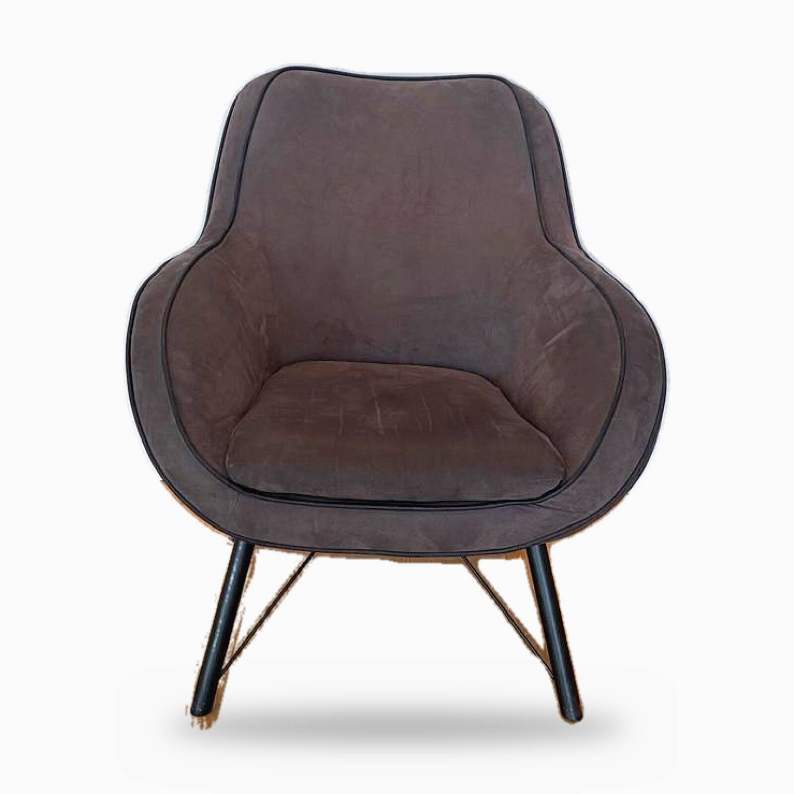 Pair of Joe PMP furniture armchairs in anthracite grey fabric.