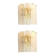 Set of Two Venied-White Alabastro Strips “Listelli” Murano Glass Gold 24k Wall Sconce by SimoEng