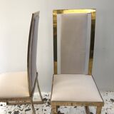 Set of 2 Michel Mangematin chairs in brass and virgin wool.