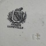 8 old, black and white dessert plates, Lunéville, Country Pranksters