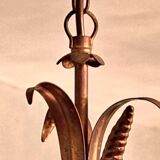 Chandelier with ears of wheat and flowers in gilded metal