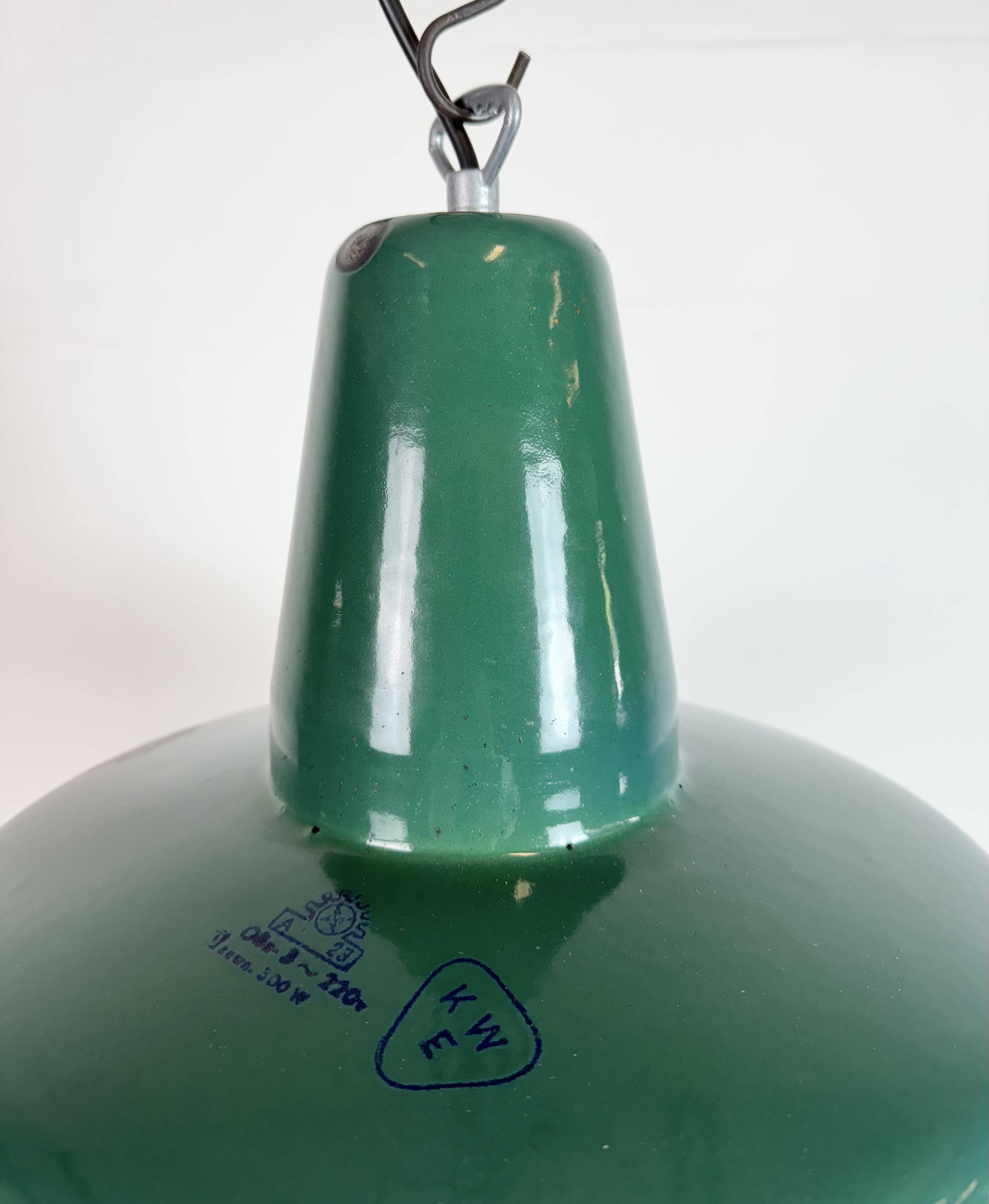 Large Industrial Green Enamel Factory Pendant Lamp, 1960s