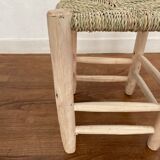 Bohemian Moroccan Berber stool in wood and rope