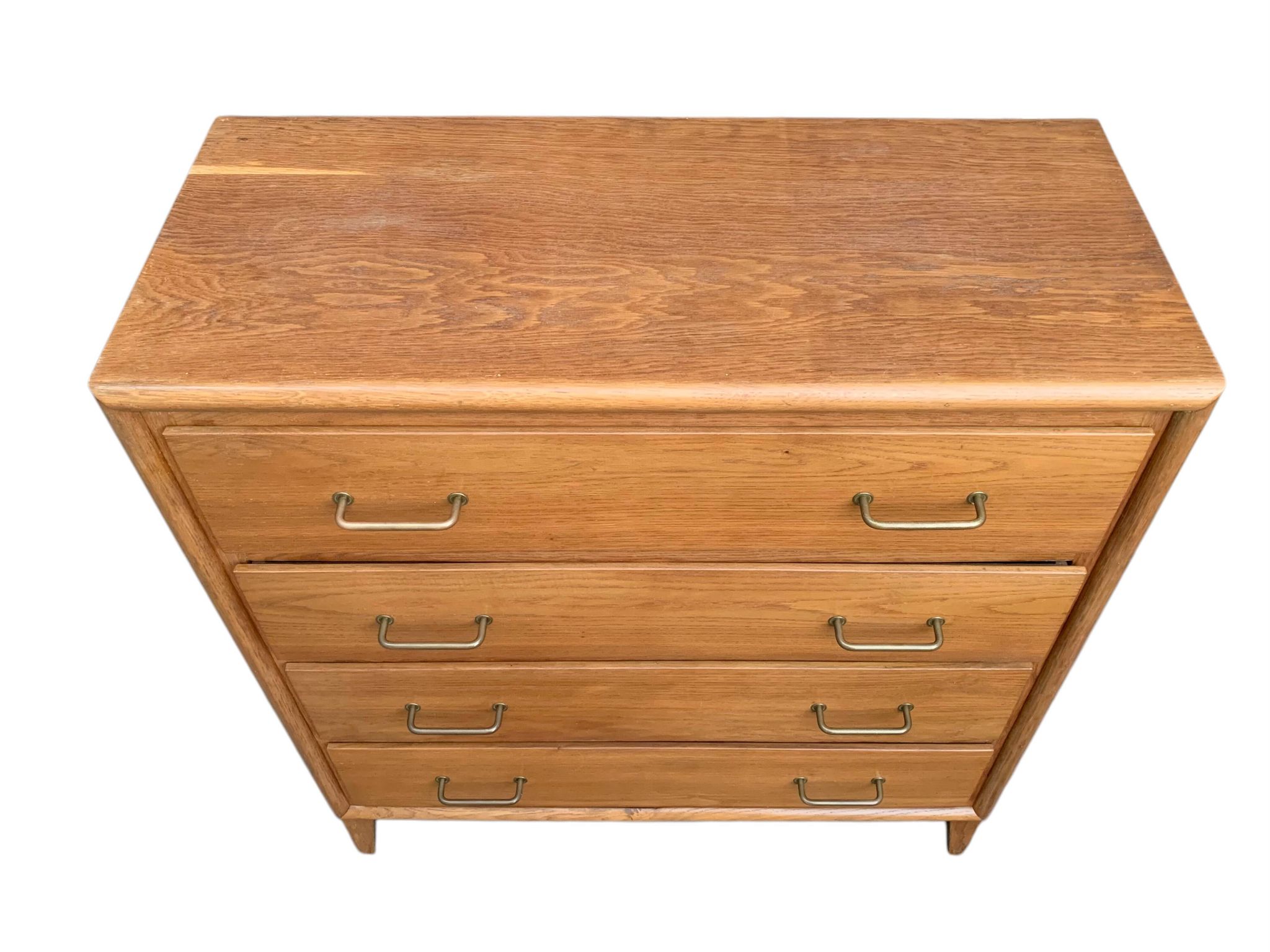 Vintage chest of drawers with compass feet, oak, original patina, 1950s