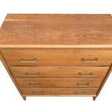 Vintage chest of drawers with compass feet, oak, original patina, 1950s