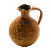 Brown pitcher and saffron yellow with naïve flowers of Accolay