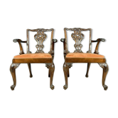 Pair of George II armchairs in 19th century mahogany era