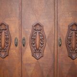 Bookcase carved wood 3 old doors, bookcase window beveled