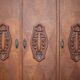 Bookcase carved wood 3 old doors, bookcase window beveled