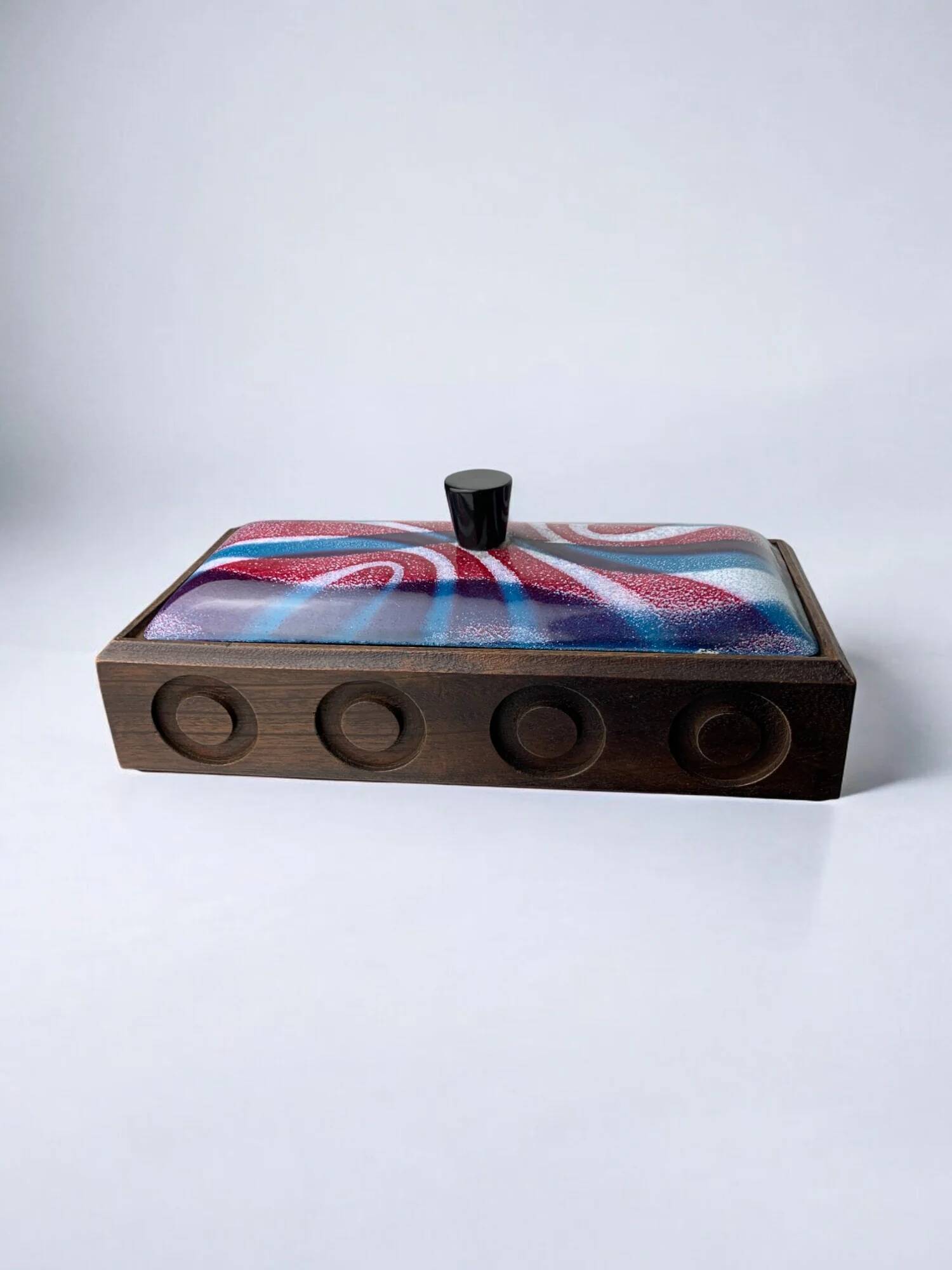 Modernist enamel vanity box by J. Capo Esmaltes, Spain, 1970s