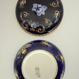 Gien faience candy box, Renaissance decor, blue background