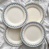 4 assiettes plates en terre de fer « Barbeaux » faience Clairefontaine