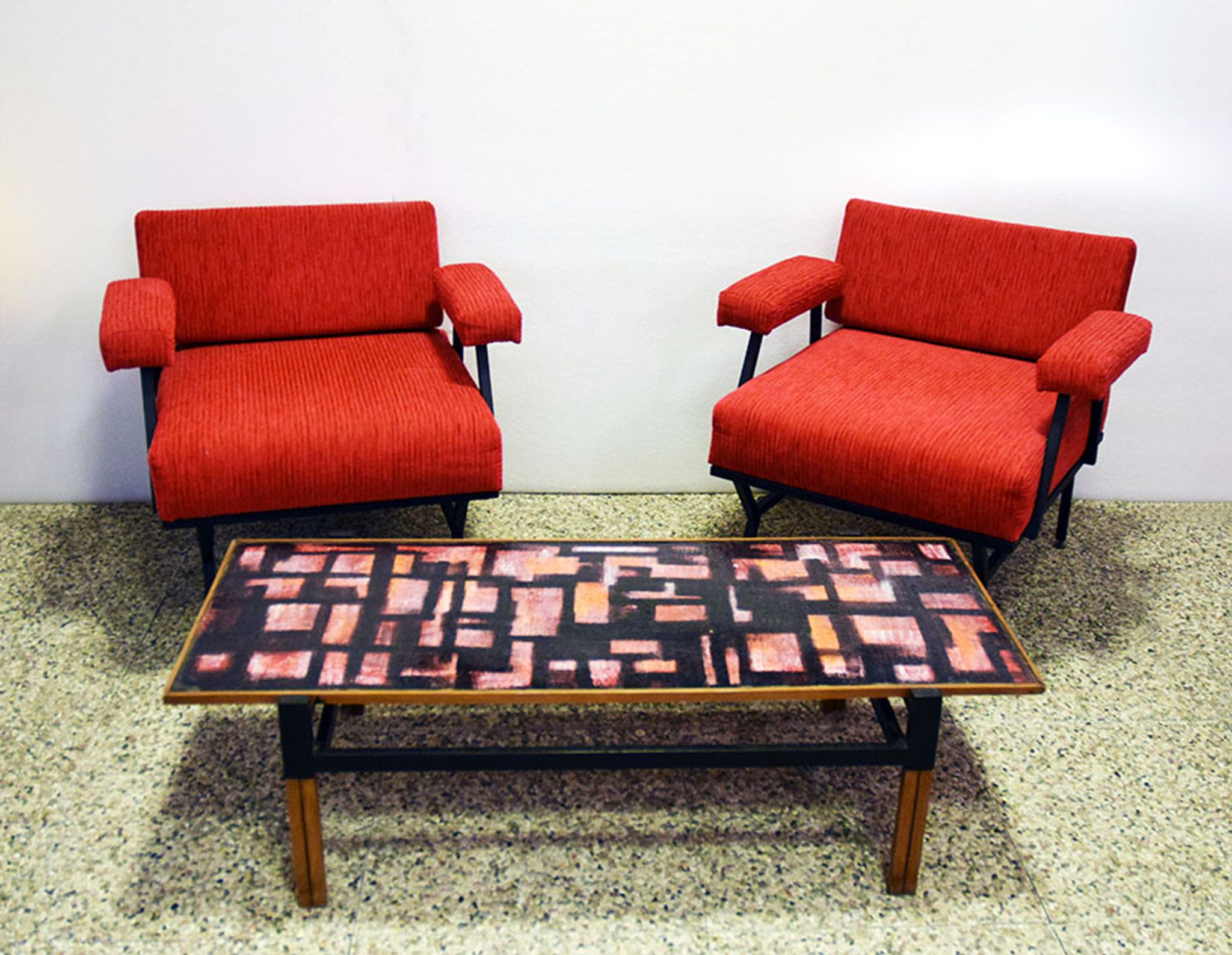 Mid-century Italian sofa bed in corduroy fabric