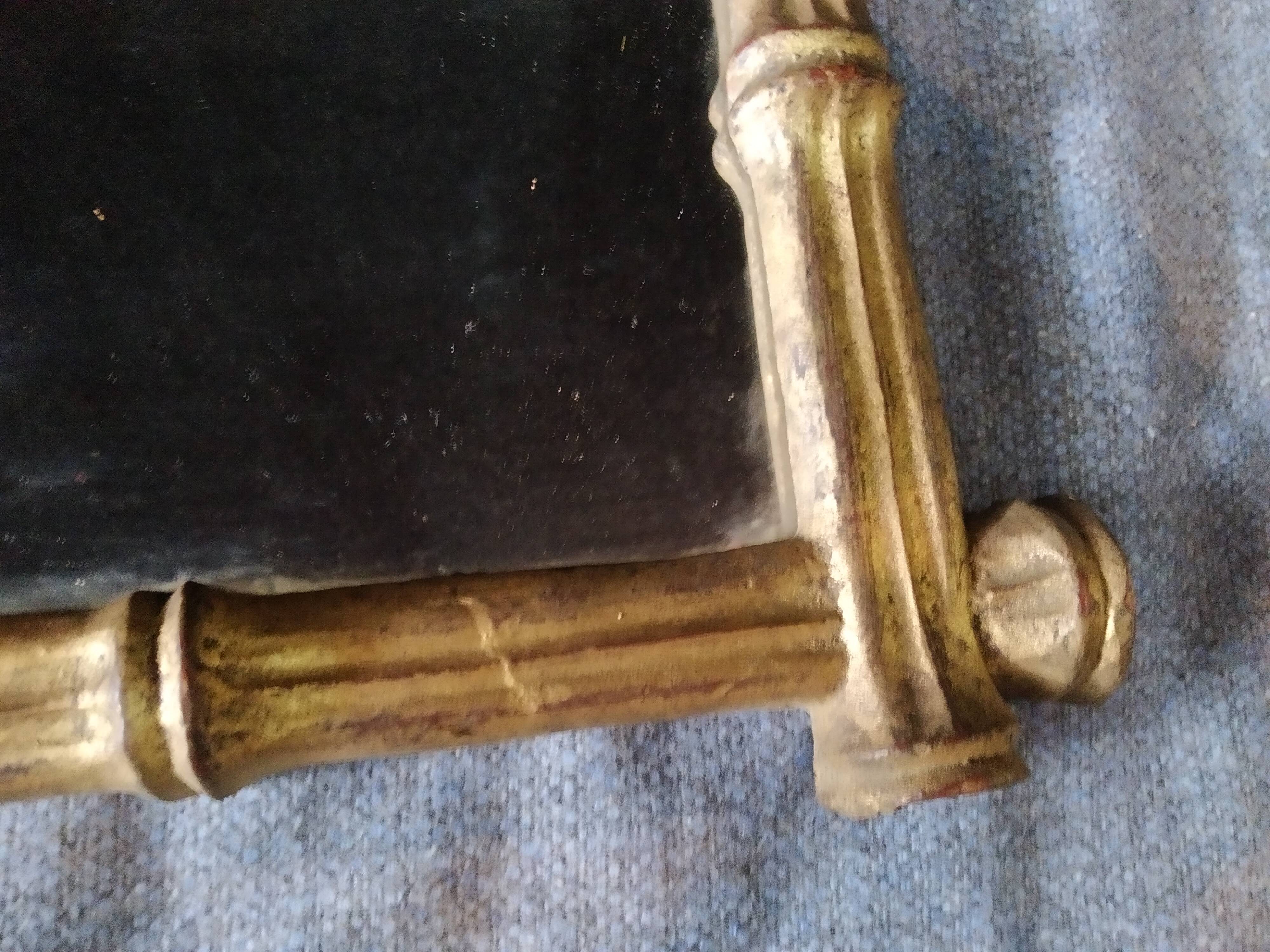 old mirror imitation bamboo gold papier-mâché  43 cm X 28, 5 cm