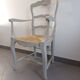 Armchair in painted wood, grey, with straw seat