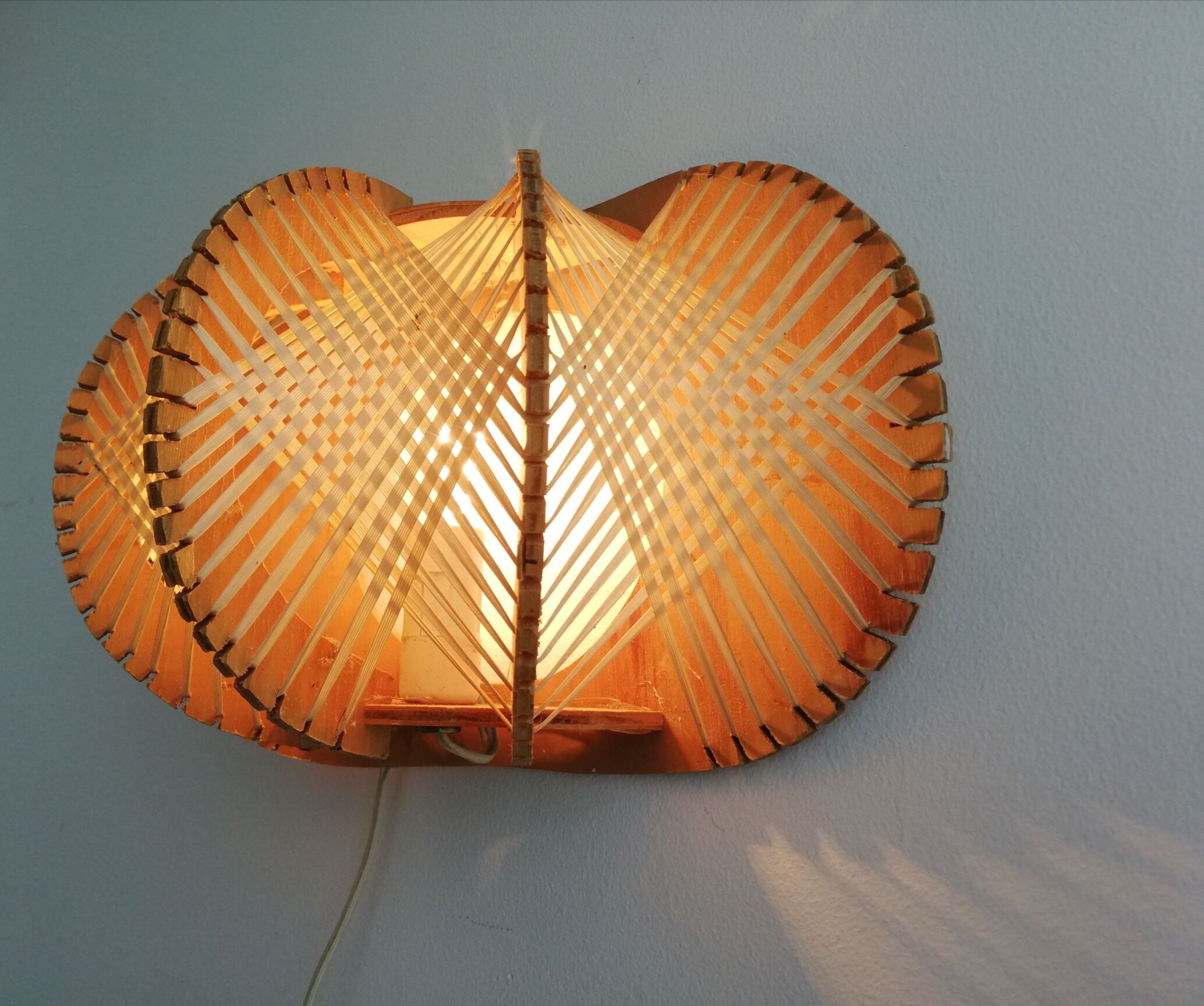 1960s wooden wall light sconce