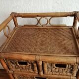 Rattan storage unit. 5 drawers