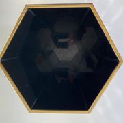 Hexagonal two-tone umbrella stand in the Italian style of Willy Rizzo from the 1970s.
