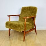 Vintage armchair, 1970s, red fox - high pile Camel