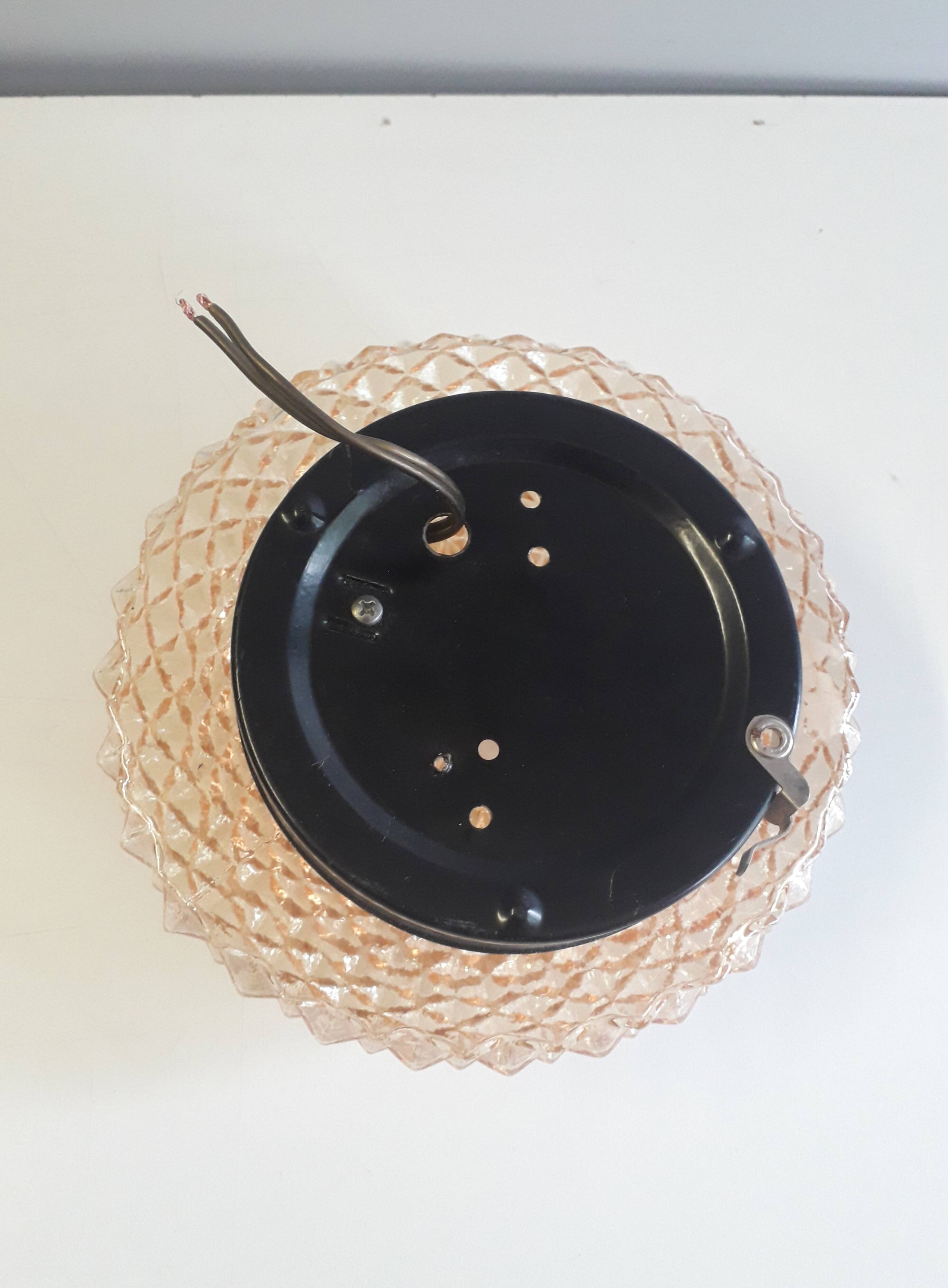 Ceiling light / Wall light - iridescent molded glass with diamond tips - 1970