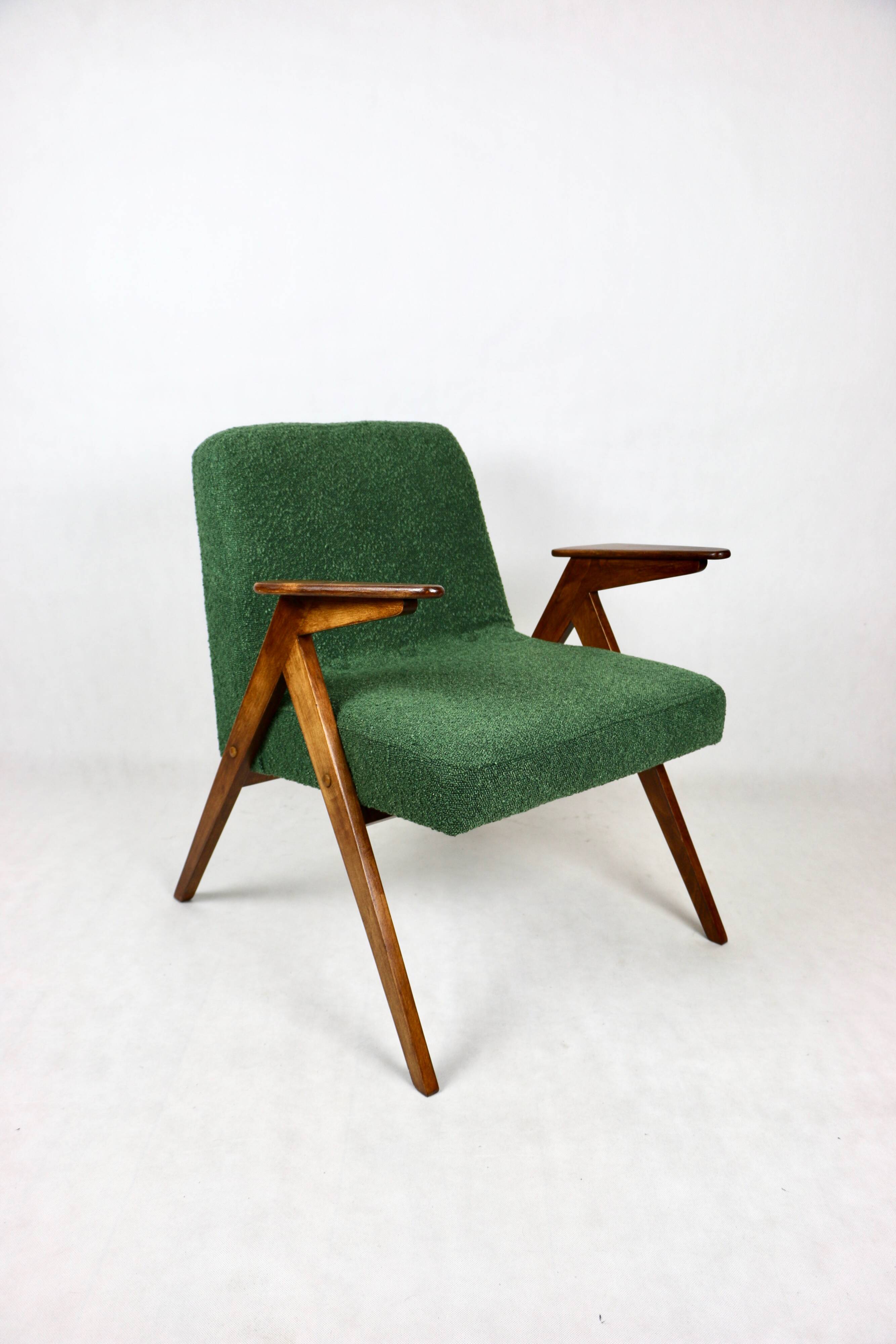 Green Boucle Bunny Armchair by Józef Chierowski, 1970s