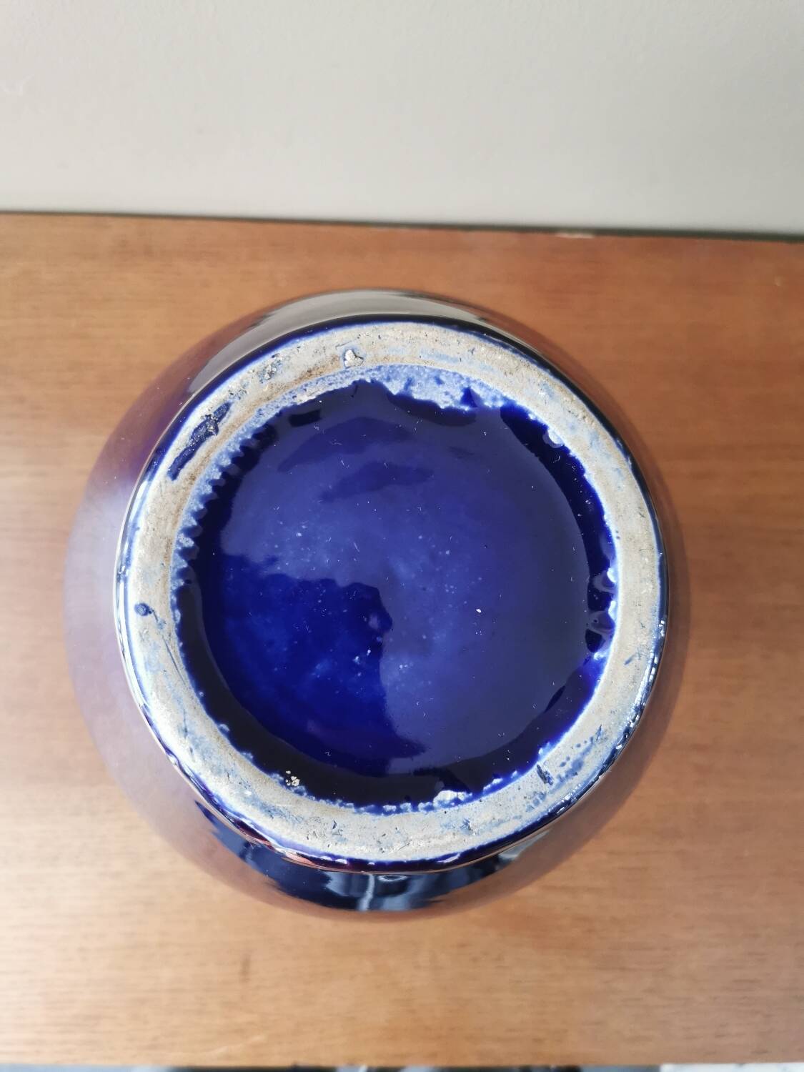 Midnight blue ceramic art deco vase