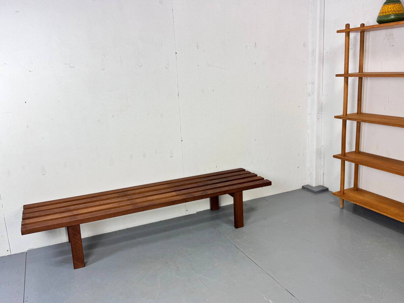 Mid-century modern brown wood slatted coffee table by Martin Visser for 't Spectrum, 1960s