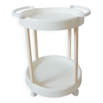 Vintage bar table, white plastic, round table, 70s, Simo, made in Italy