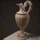 Carved alabaster urn lamp with stylized fish handle