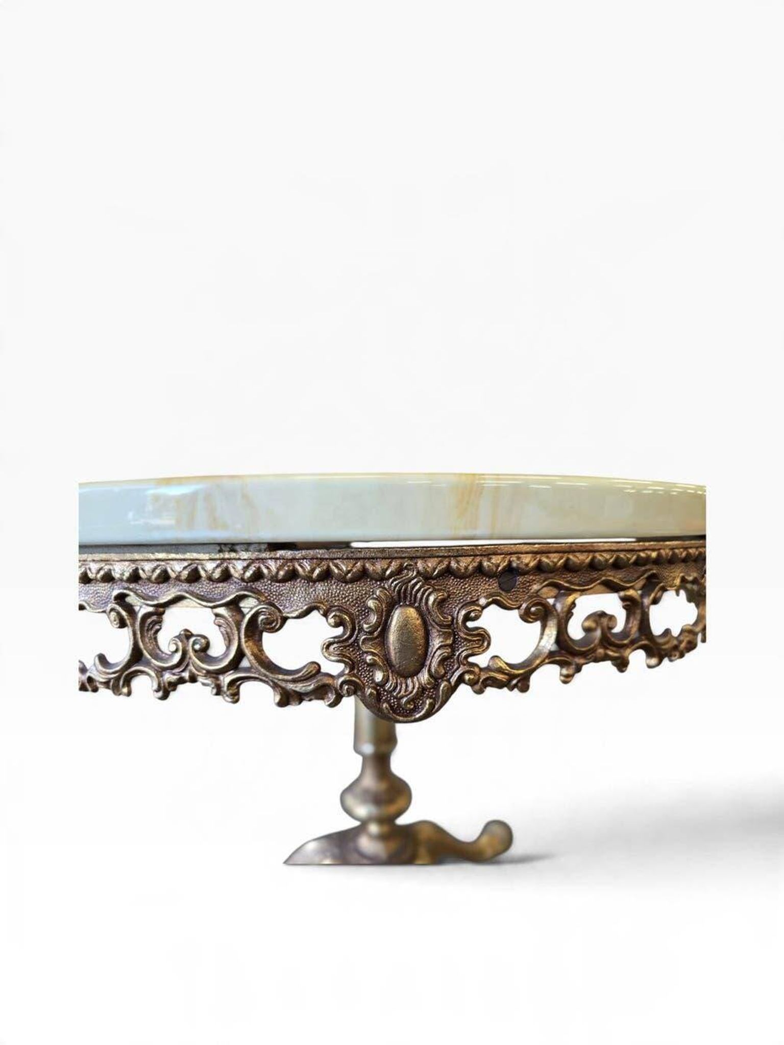 Table d'appoint/table basse vintage en laiton avec plateau en onyx