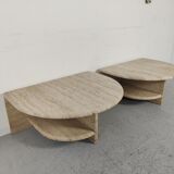 pair of low tables in travertine, Italy 1980s