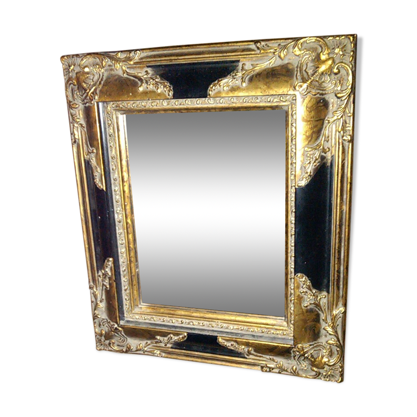 Miroir de baroque opulent en bois doré et noir