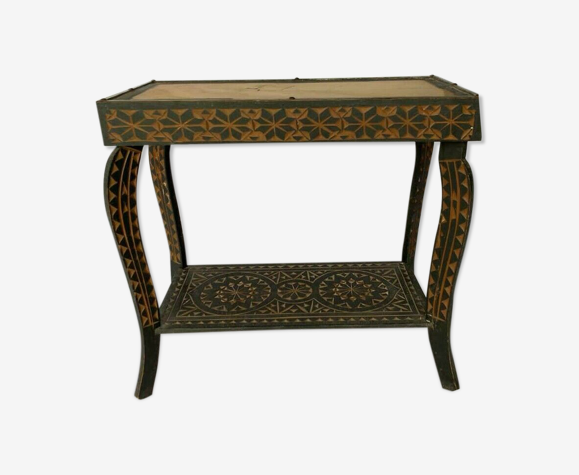 Table marocaine bois sculpte noirci 1950 | Selency