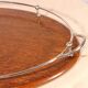 19th century silver-plated metal and oak tray