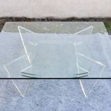 1980s design coffee table in glass and perspex (lucite)