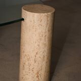 Coffee table, marble legs, glass top, from the 60s