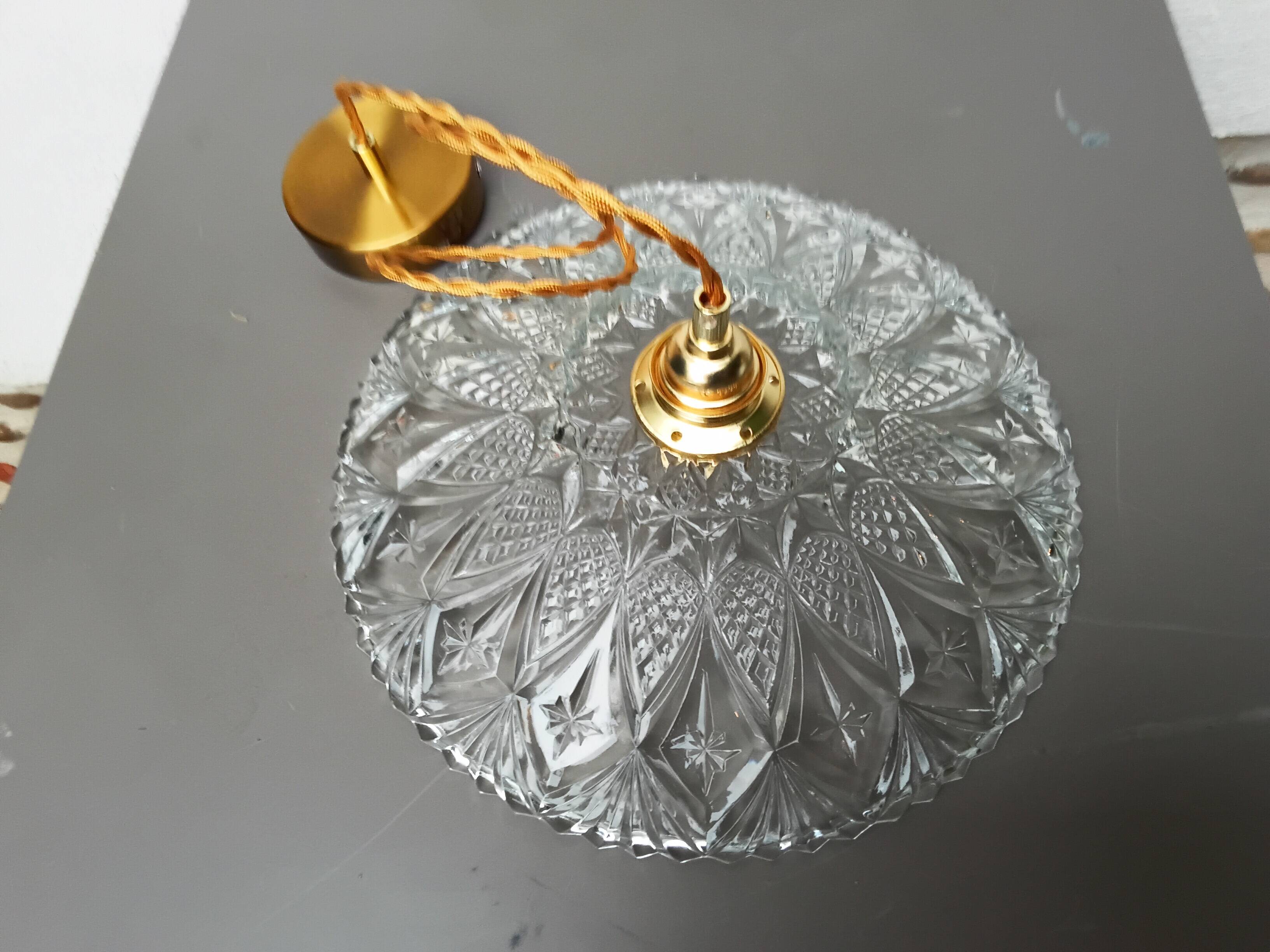 Vintage chiseled glass pendant light