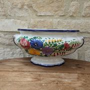 Old serving dish, vegetable dish, soup tureen without lid, flower decoration