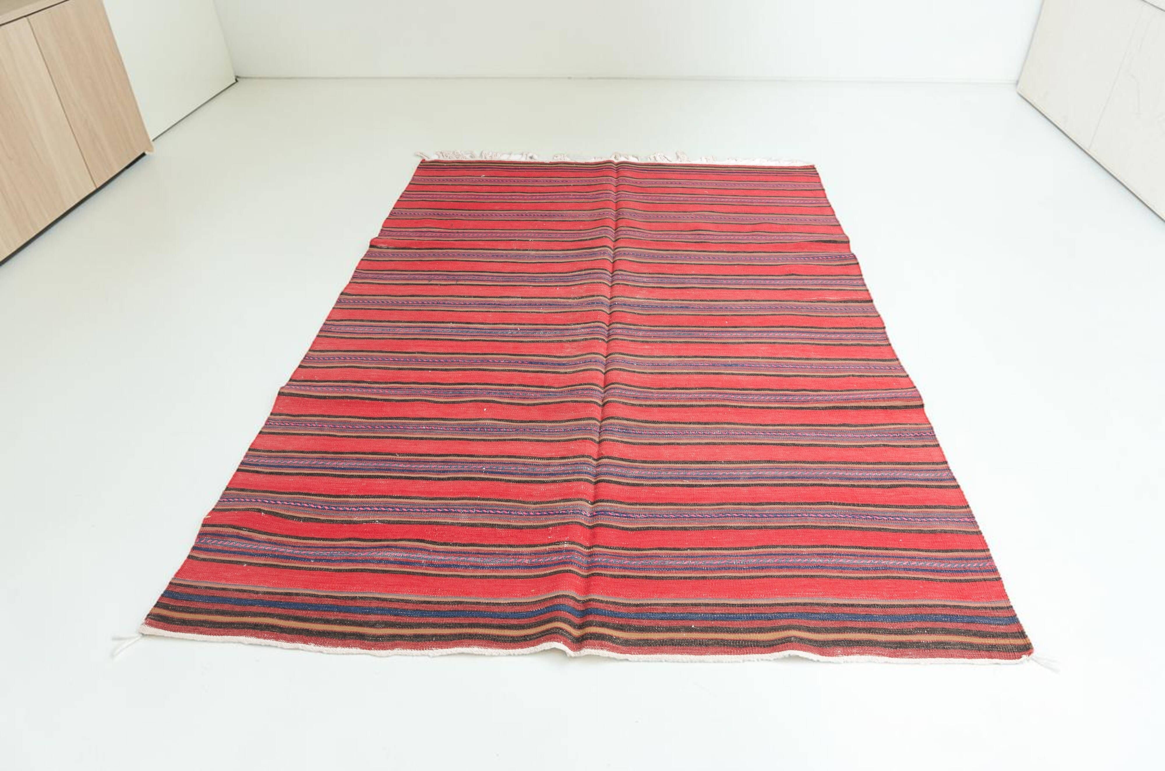 Vintage Striped Anatolian Kilim – 224 x 143 cm – Minimalist  sku 133