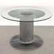 Italian Pedestal Dining Table in Chrome and Glass