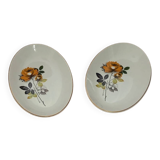 set of 2 Digoin and Sarreguemines serving dishes from the 1940s-60s with floral decoration and border