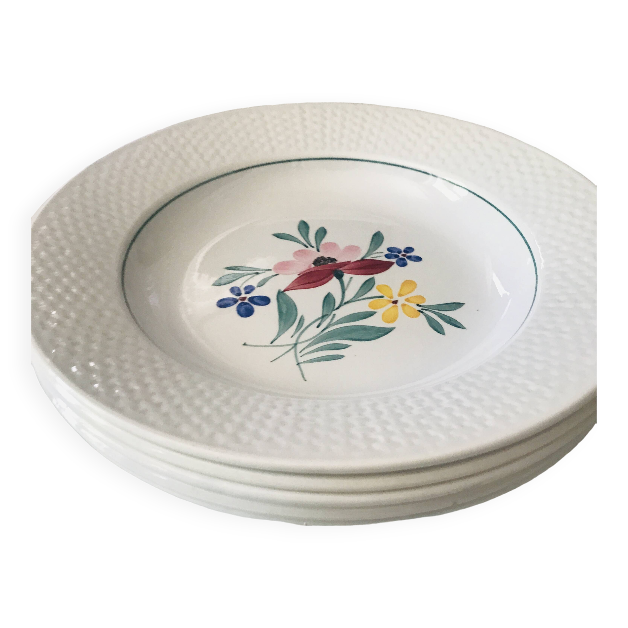 Fabiola Digoin Sarreguemines soup plates, 1950s