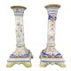 Bougeoirs, base carré, XIXème, Fourmaintraux, Desvres, décor fleurs, volutes, lambrequins, treillis