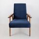 Vintage loft armchair 1970s navy blue velvet - 2 pieces available