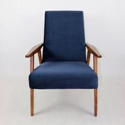 Vintage loft armchair 1970s navy blue velvet - 2 pieces available